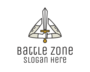 Handheld Sword Warrior logo design