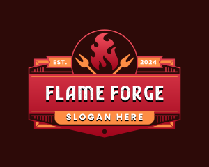 Flame Grill Barbecue logo design