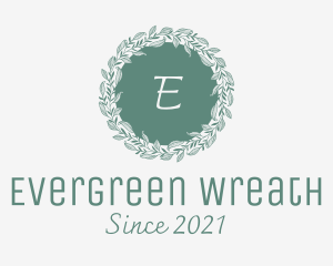 Botanical Green Wedding Wreath logo design