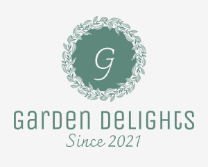 Botanical Green Wedding Wreath logo design