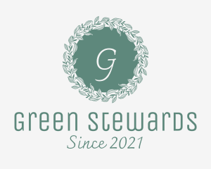 Botanical Green Wedding Wreath logo design