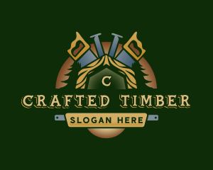 Saw Lumberjack Carpentry logo design