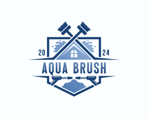 Pressure Washing Brush Sanitation logo design