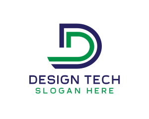 Modern Stripe Tech Letter D logo design