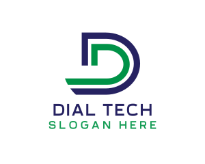 Modern Stripe Tech Letter D logo design