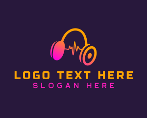 Music - Soundwave Music Headphones logo design