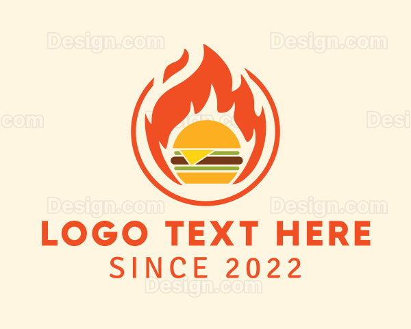 Flaming Burger Restaurant Logo