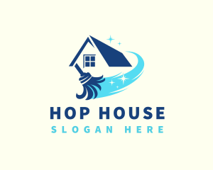 Shiny House Cleaning Mop logo design