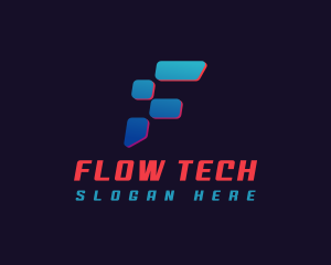 Tech Gaming Digital Letter F logo design