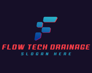 Tech Gaming Digital Letter F logo design