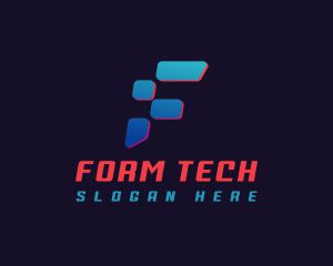 Tech Gaming Digital Letter F logo design