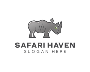 Safari Rhino Cartoon logo design