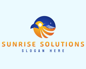 Sea Whale Sun logo design