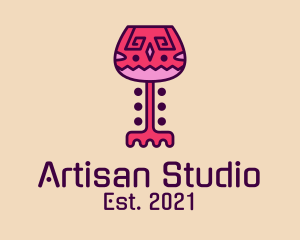 Wine Glass Ethnic  logo design