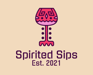 Wine Glass Ethnic  logo design