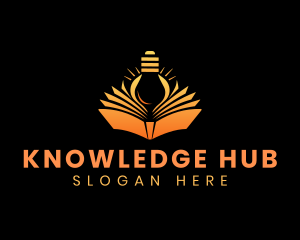 Knowledge Book Lightbulb logo design