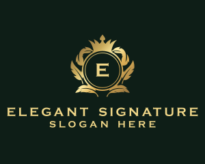 Elegant Feather Crown logo design