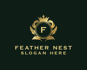 Elegant Feather Crown logo design