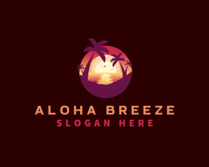 Sunset Vacation Beach logo design