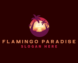 Sunset Vacation Beach logo design