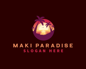 Sunset Vacation Beach logo design