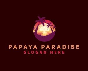 Sunset Vacation Beach logo design