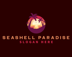 Sunset Vacation Beach logo design