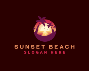 Sunset Vacation Beach logo design