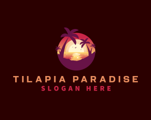 Sunset Vacation Beach logo design