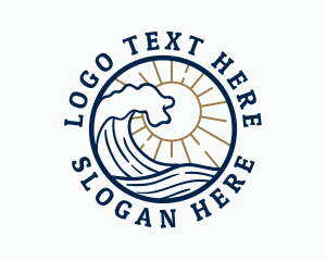 Ocean Surfer Wave Emblem logo