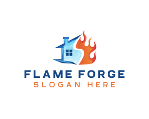 House Ice Flame logo design