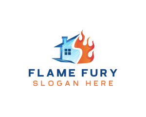 House Ice Flame logo design