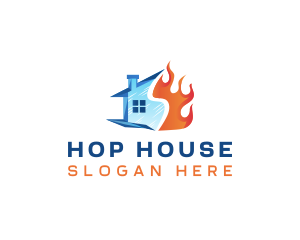 House Ice Flame logo design