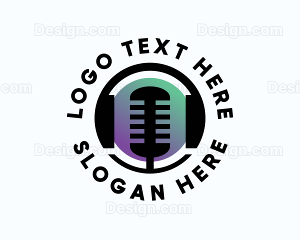 Headphones Microphone Podcast Logo