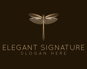 Elegant Gold Dragonfly logo design