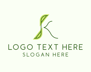 Green Leaf Letter K logo
