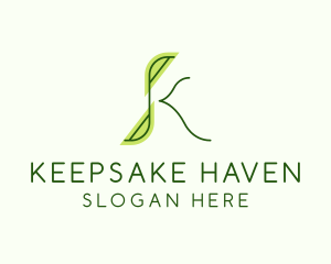 Green Leaf Letter K logo design
