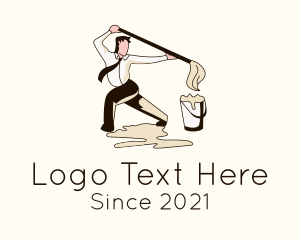 Janitor Man Cleaning logo