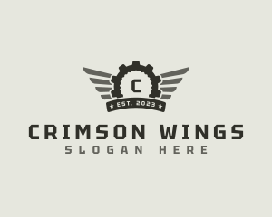 Cog Gear Wings logo design