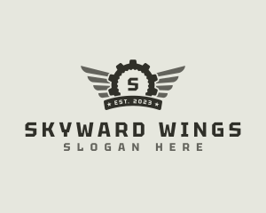 Cog Gear Wings logo design