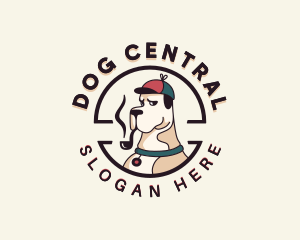 Smoking Pipe Dog Pet logo design