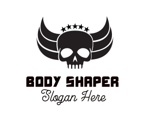 Skull Five Star Wings logo design