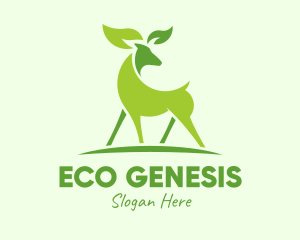 Deer Eco Leaf Sustainability  logo design