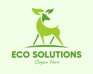 Deer Eco Leaf Sustainability  logo design