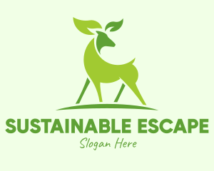 Deer Eco Leaf Sustainability  logo design