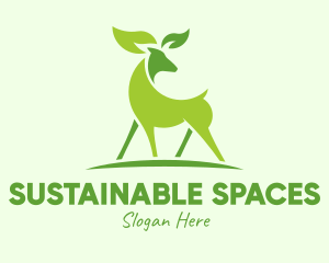 Deer Eco Leaf Sustainability  logo design