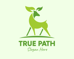 Deer Eco Leaf Sustainability  logo design