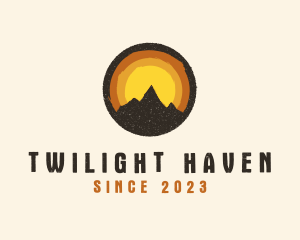 Rustic Mountain Sunset Badge logo