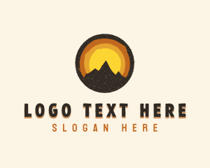 Rustic Mountain Sunset Badge Logo