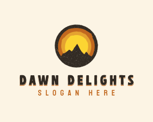 Rustic Mountain Sunset Badge logo design